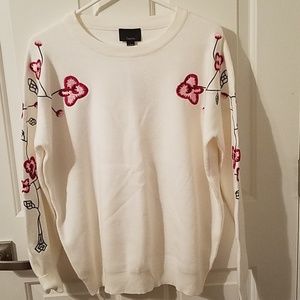 Lumiere Crew Neck Sweater with Floral Embroidery